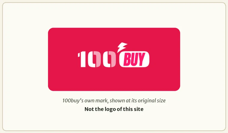 100buy logo: the figures 100 and the word BUY in a rounded badge, white on a pink background