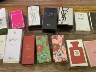 A selection of small perfume cartons
